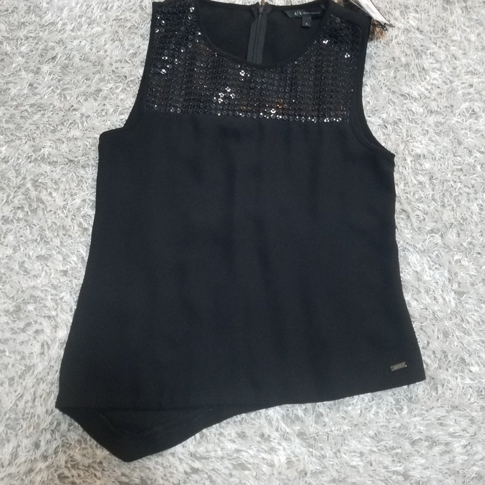 A/X Asymmetrical Tank Top- NWT, Black, Small, Sequin